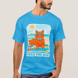 Ingwerkatze am Strand Ich brauche das Meer Sommer T-Shirt
