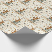 Ingwerkatze, die einen Vogel auf Papier fängt Geschenkpapier (Ecke)