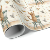 Ingwerkatze, die einen Vogel auf Papier fängt Geschenkpapier (Rolleneckpunkt)