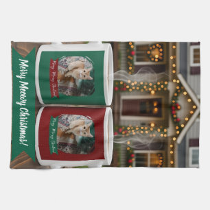 Ingwerkatze, Foto Text Anpassen ,Meowy Weihnachten Geschirrtuch