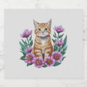 Ingwerkatze in Blume Schaumweinetikett (Einzelnes Label)