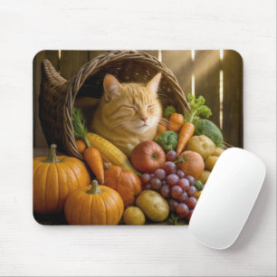 Ingwerkatze in einem Erntekornucopia Mousepad