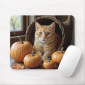 Ingwerkatze in einem Wicker-Cornucopia Mousepad (Mit Mouse)