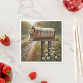 Ingwerkatze in einer Mailbox Serviette (Beispiel)