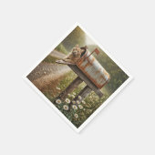 Ingwerkatze in einer Mailbox Serviette (Ecke)