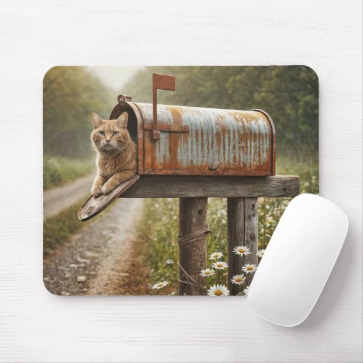 Ingwerkatze in einer rauen Postbox Mousepad (Mit Mouse)