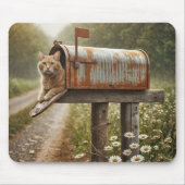 Ingwerkatze in einer rauen Postbox Mousepad (Vorne)