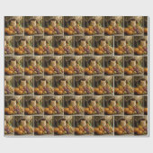 Ingwerkatze in einer Thanksgiving-Cornucopia Geschenkpapier (Flach)