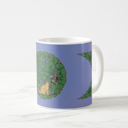 Ingwerkatze schaut auf einen Schmetterling Kaffeetasse (VorderseiteRechts)