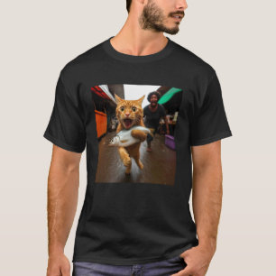 Ingwerkatze stiehlt Fisch auf dem Markt T-Shirt