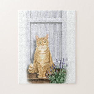 Ingwerkatze und Lavendeltür-Kunst Puzzle