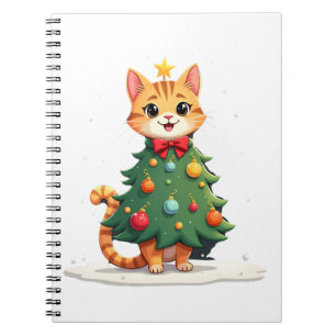 Ingwerkatze Weihnachtsbaum Süße Weihnachten Mädche Notizblock