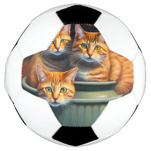 Ingwerkatzen in einem Pflanze-Holder, Fußball