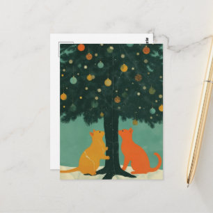 Ingwerkatzen unter dem Weihnachtsbaum Postkarte