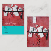 INHABER DES HOLZMONOGRAMM, blaue Turquase Visitenkarte (Vorne/Hinten)