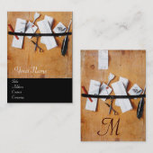 INHABER DES HOLZMONOGRAMM, braun weiß Visitenkarte (Vorne/Hinten)