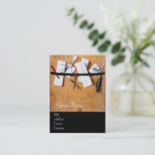 INHABER DES HOLZMONOGRAMM, braun weiß Visitenkarte (Stehend Vorderseite)