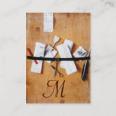 INHABER DES HOLZMONOGRAMM, braun weiß Visitenkarte (Rückseite)