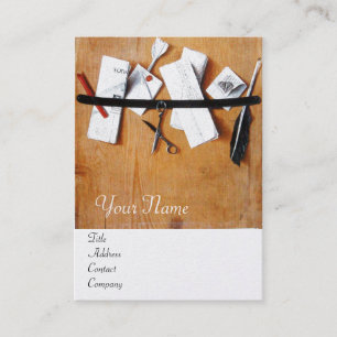 INHABER DES HOLZMONOGRAMM, braun, weiße Perle Visitenkarte