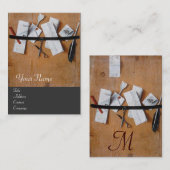 INHABER DES HOLZMONOGRAMM, grau-braun, weiß Visitenkarte (Vorne/Hinten)