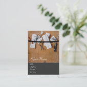 INHABER DES HOLZMONOGRAMM, grau-braun, weiß Visitenkarte (Stehend Vorderseite)