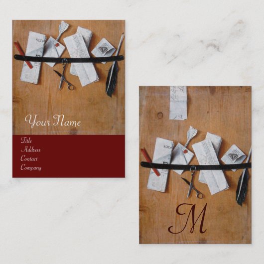 INHABER DES HOLZMONOGRAMM, rot-braun Visitenkarte (Vorne/Hinten)