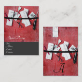 INHABER DES HOLZMONOGRAMM, rot, grau Visitenkarte (Vorne/Hinten)