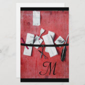 INHABER DES HOLZMONOGRAMM, rot Schwarz-weiß Briefpapier (Vorne/Hinten)