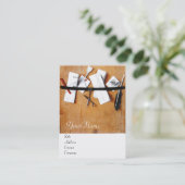 INHABER DES HOLZMONOGRAMM, weiß braun Visitenkarte (Stehend Vorderseite)