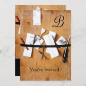 INHABER DES SCHREIBENS IN HOLZMONOGRAMM, rot, schw Einladung (Vorne/Hinten)