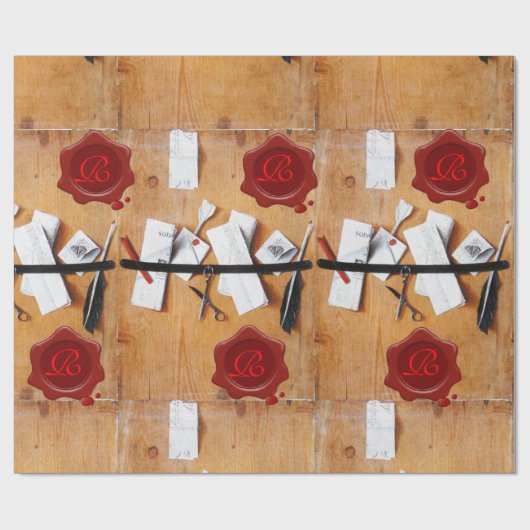 INHABER VON ROTEN SIEGELN AUS HOLZ GESCHENKPAPIER (Flach)