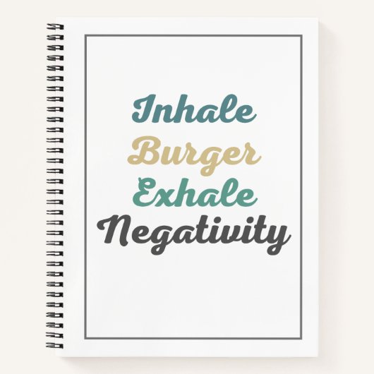 Inhale Burger Exhale Negativity Notebook Notizblock (Vorderseite)