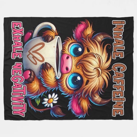 Inhale Caffeine Exhale Negativity  Fleecedecke (Vorderseite (Horizontal))