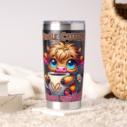 Inhale Caffeine Exhale Negativity  Thermobecher (Wohnzimmer (gedreht))
