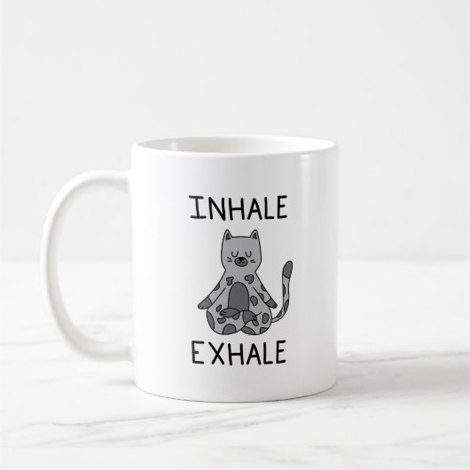 Inhale Exhale Yoga Cat Kaffeetasse (Links)