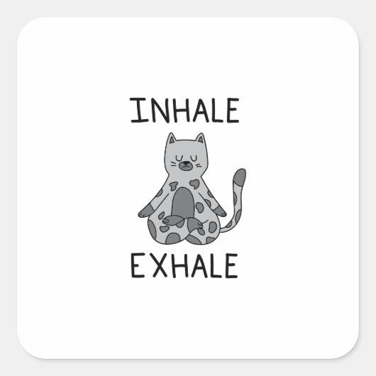 Inhale Exhale Yoga Cat Quadratischer Aufkleber (Vorderseite)