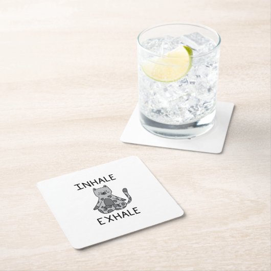 Inhale Exhale Yoga Cat Rechteckiger Pappuntersetzer (Vor Ort)