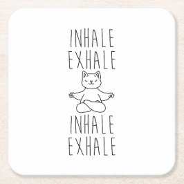 inhale Exhale yoga cat Rechteckiger Pappuntersetzer