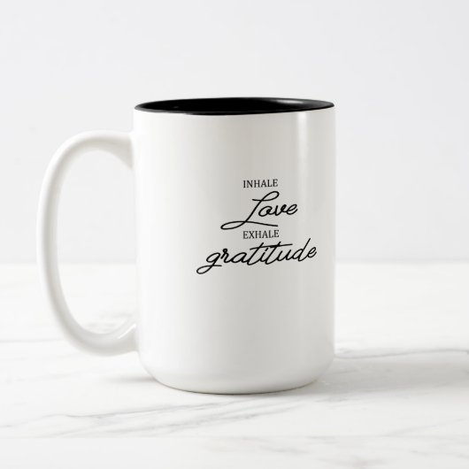 INHALE LIEBE EXHALE GRATITUE ZWEIFARBIGE TASSE (Links)