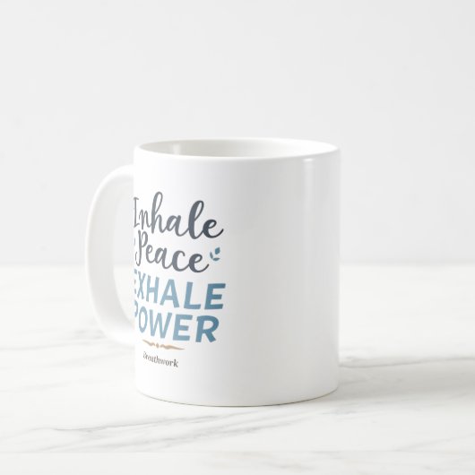 Inhale Peace, Exhale Power – Breathwork Coach Kaffeetasse (Vorderseite Links)