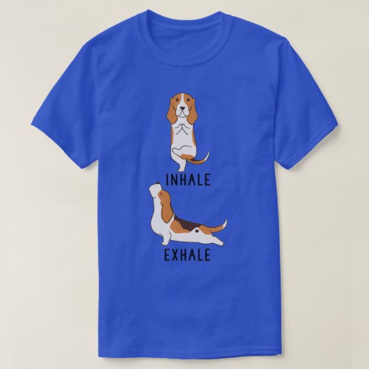 Inhalieren des Exhale Basset Hound Yoga T-Shirt (Design vorne)