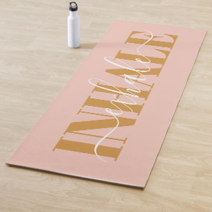 Inhalieren Sie ein modernes, rosa Orange Zitat Yogamatte