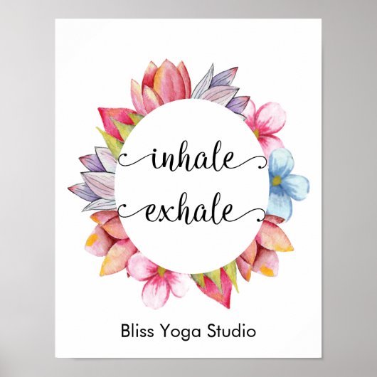 Inhalieren von Exhale Pink-Blume Yoga-Quotes Poster (Vorne)
