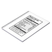 Inhalts-"Ernährungsinformations-Aufkleber " Notizblock (Linke Seite)