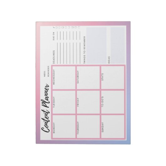 Inhaltsplaner Notizblock (Rotiert)