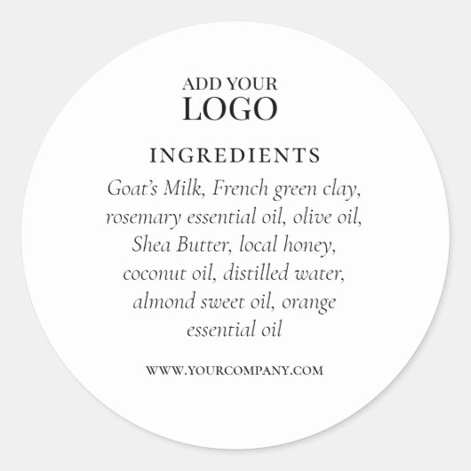 Inhaltsstoff-Etikett Runder Aufkleber (Vorderseite)