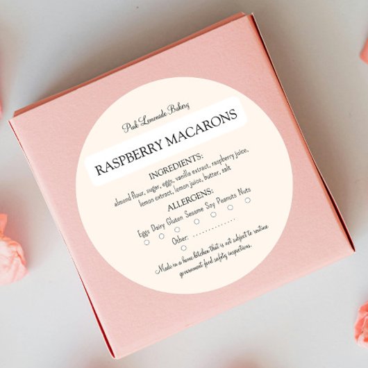 Inhaltsstoff und Allergen-Lebensmittelkennzeichnun Runder Aufkleber