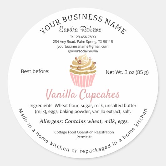 Inhaltsstoffe der kalifornischen Hütte Runder Aufkleber (Vorderseite)