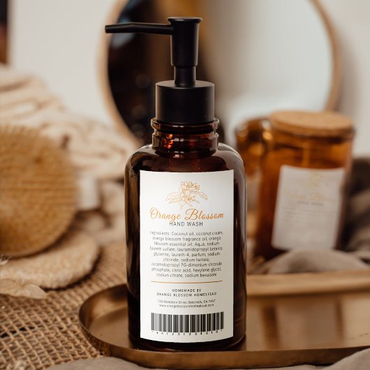 Inhaltsstoffe der Schönheit Barcode-Etikett Orange Weinetikett