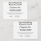 Inhaltsstoffe der Seifennahrung Gewicht der Websit Mitteilungskarte (Vorne/Hinten)